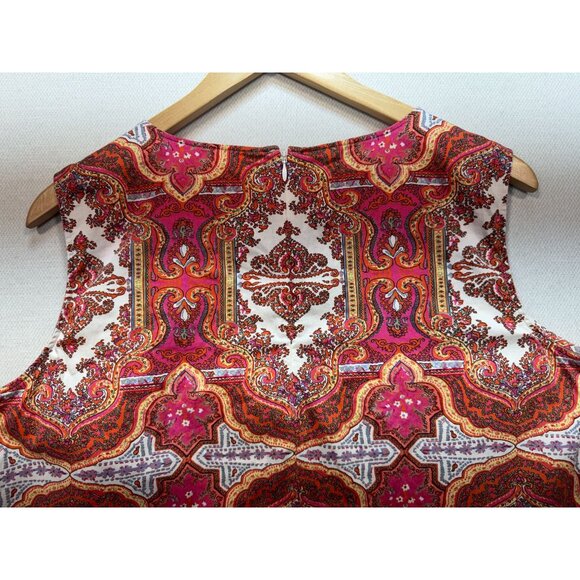 Talbots Woman Petites Paisley Boho Tank  Top Size 20WP Orange Back Zip Retro - Picture 10 of 10